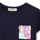 Girls Navy Blue Sequin T-Shirt, 1, hi-res