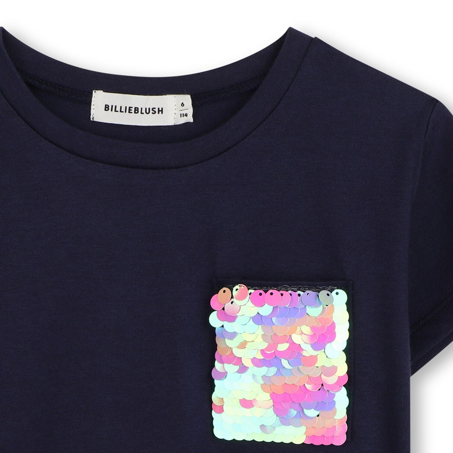 Girls Navy Blue Sequin T-Shirt, 1, hi-res