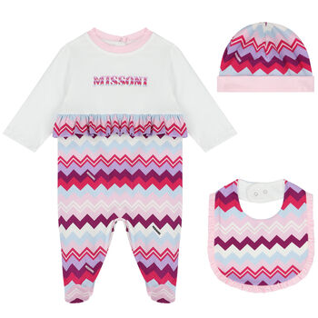Baby Girls Purple & Pink Zigzag Babygrow Set