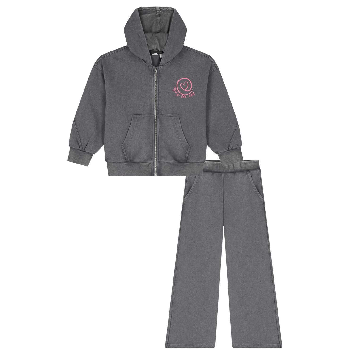 Girls Grey Heart Tracksuit, 1, hi-res
