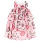 Girls Pink Floral Chiffon Dress, 1, hi-res