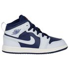 Blue, Grey & White Air Jordan 1 Mid Trainers, 4, hi-res