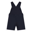 Baby Boys White & Navy Blue Logo Dungaree Set, 1, hi-res