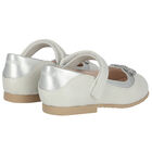 Younger Girls Silver Diamante Bow Shoes, 3, hi-res