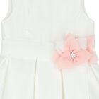 Girls White Flower Satin Dress, 1, hi-res