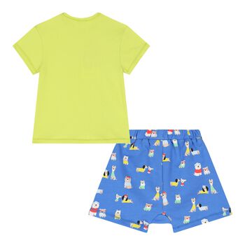 Baby Boys Green & Blue Shorts Set, 2 Baby Boys Green & Blue Shorts Set