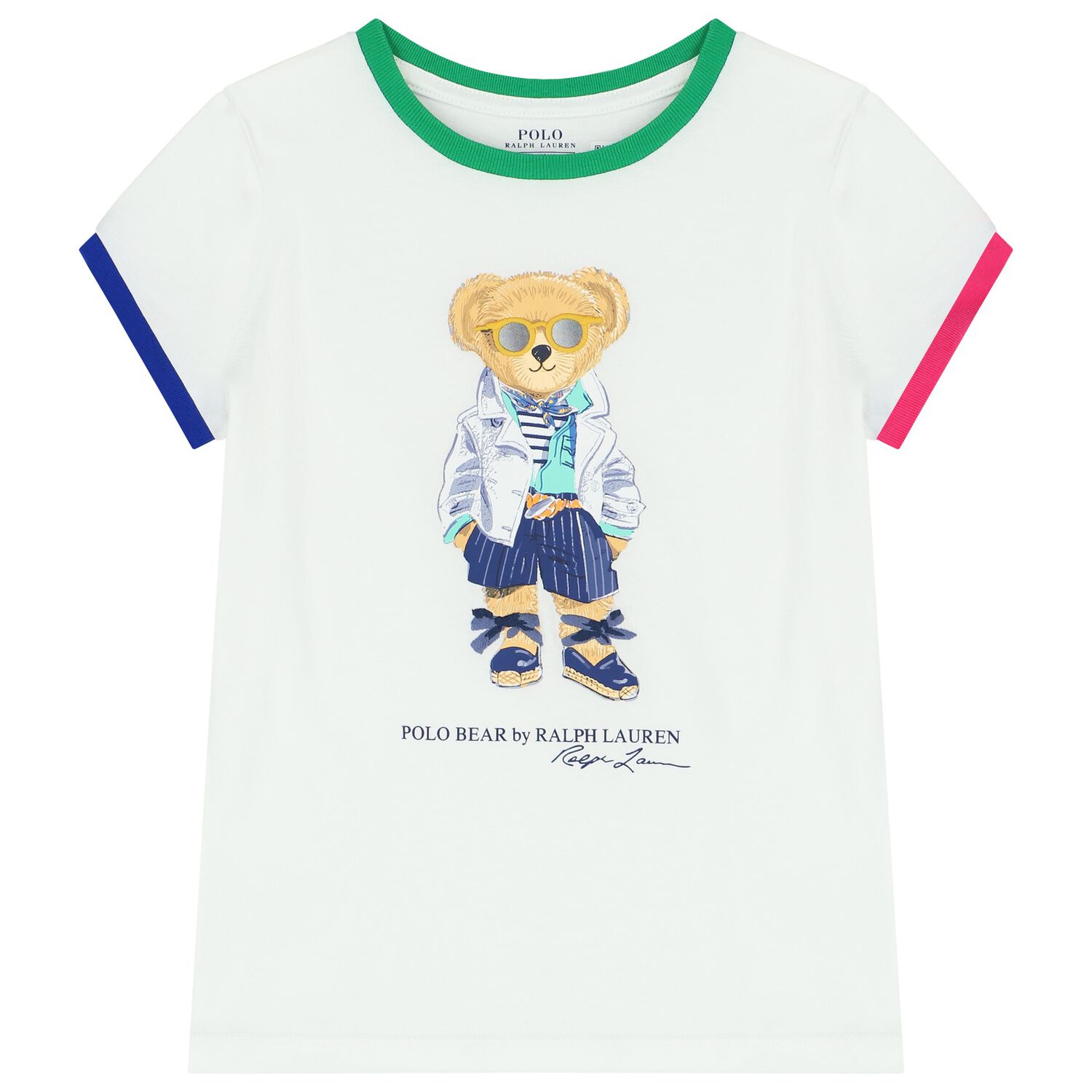 Girls White Logo Polo Bear T-Shirt, 1, hi-res