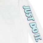 Boys White Logo Long Sleeve Top, 1, hi-res