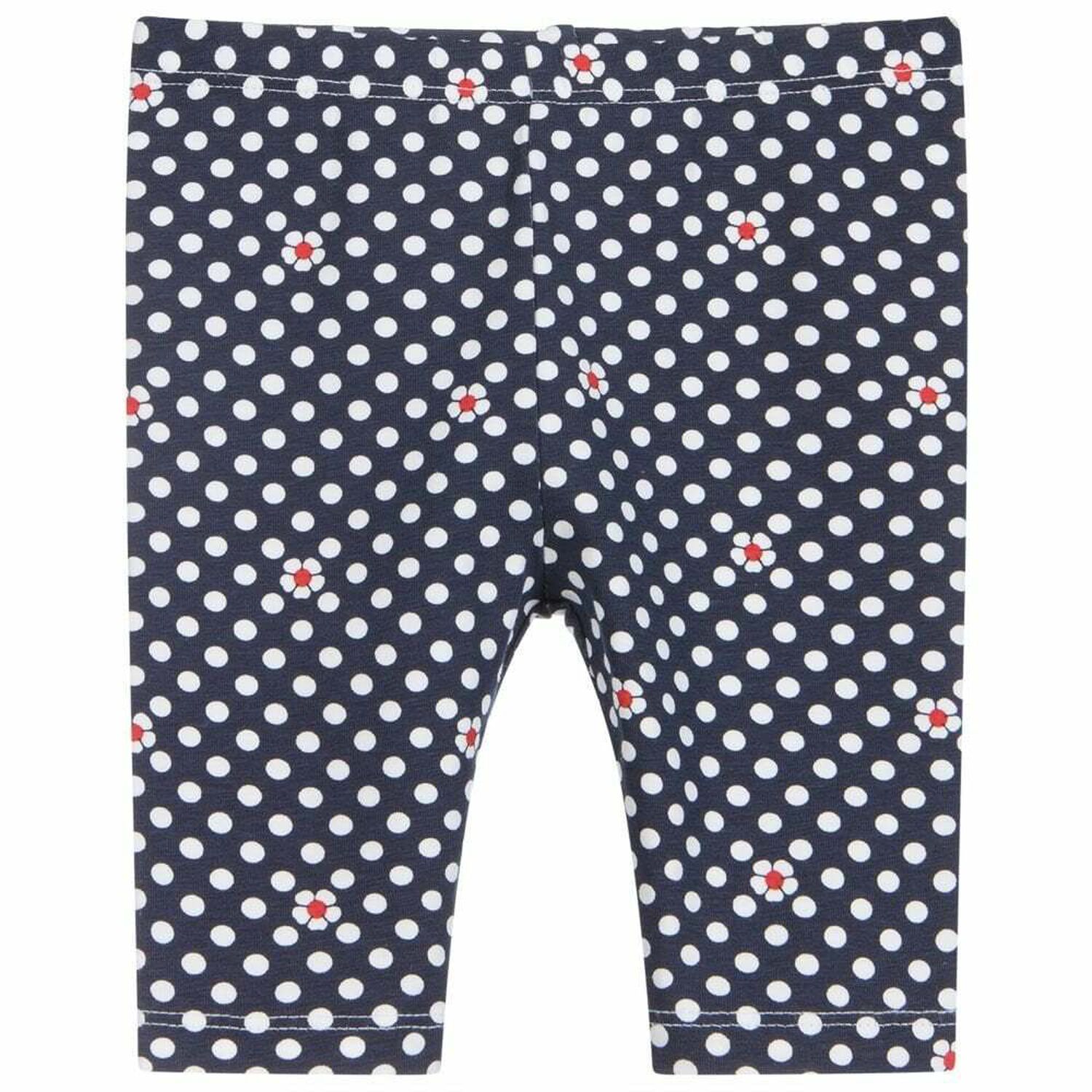 Younger Girls Navy Polka Dot Leggings, 1, hi-res