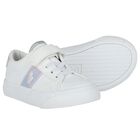 Girls White Logo Trainers, 1, hi-res