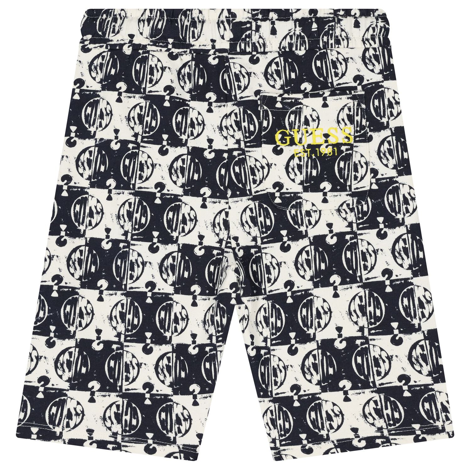 Boys Navy Blue & Ivory Logo Shorts, 2, hi-res image number null