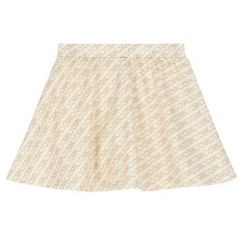 Girls Ivory & Beige Logo Skirt