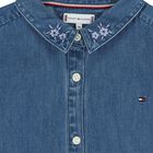 Girls Blue Floral Denim Dress, 1, hi-res