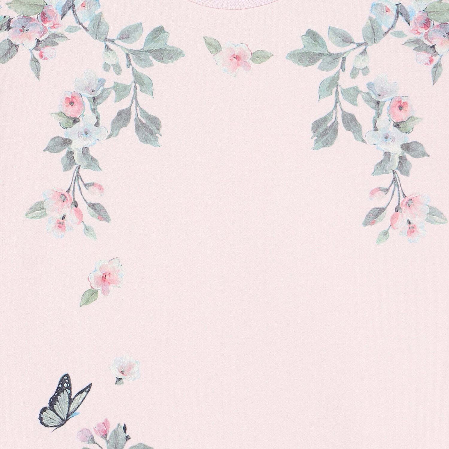 Girls Pink Floral Sweatshirt Dress, 1, hi-res image number null