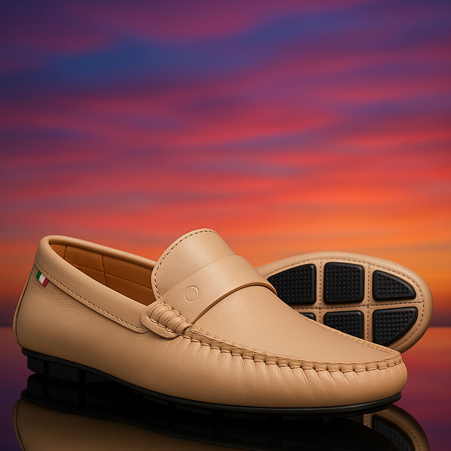 حذاء اولاد موكاسين بالشعار باللون البيج , 1, hi-res image number null