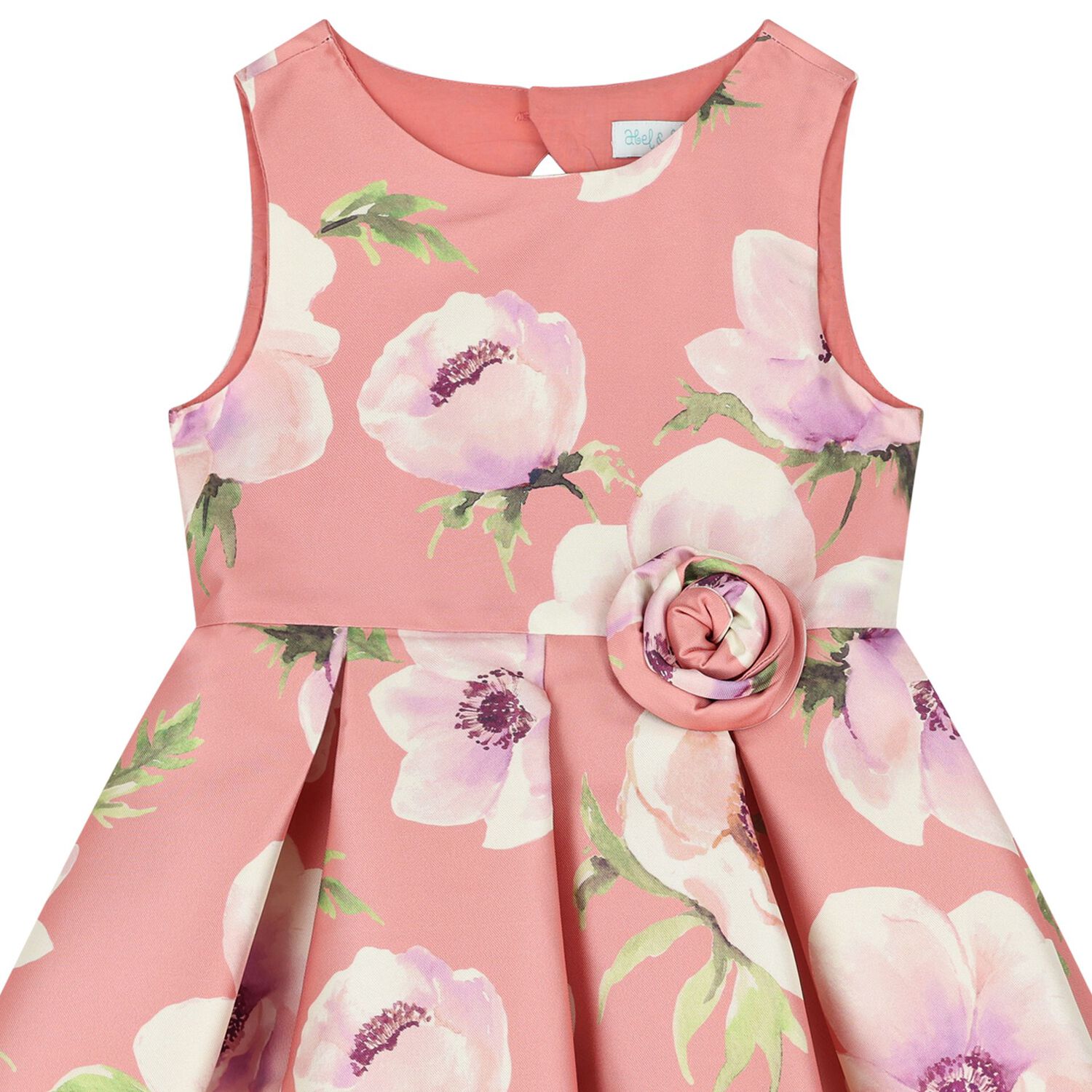 Girls Pink Floral Satin Dress, 2, hi-res image number null
