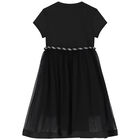 فستان جيرسيه بالشعار باللون الأسود, 1, hi-res