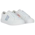 Girls White Logo Trainers, 1, hi-res