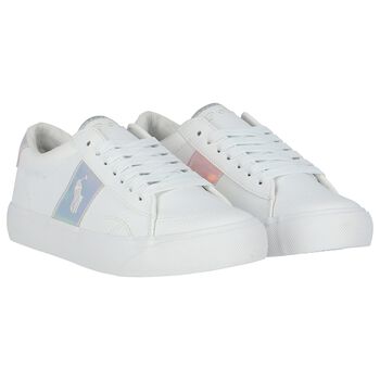 Girls White Logo Trainers