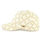Girls Ivory & Gold Logo Cap, 1, hi-res