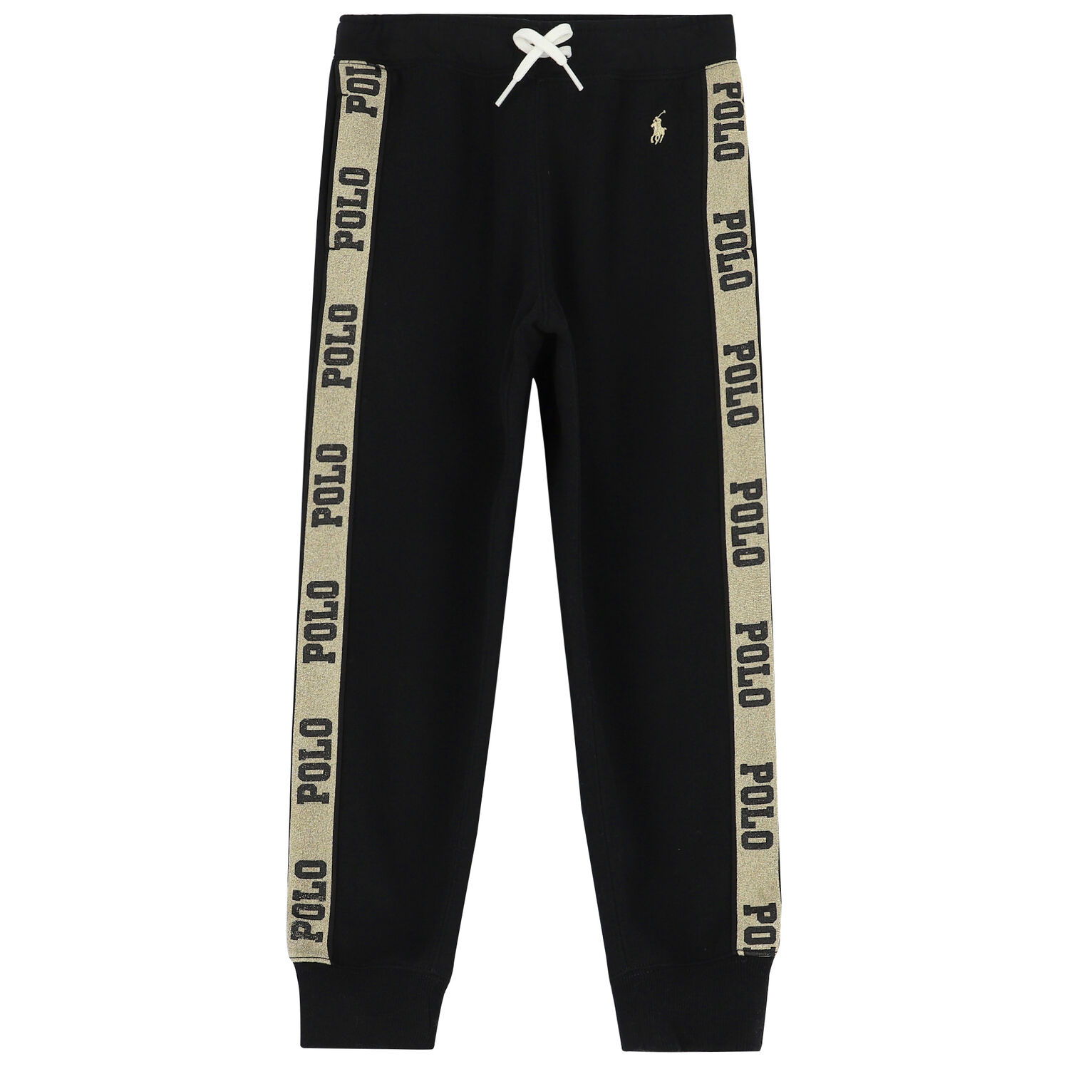 بنطلون رياضي بالشعار باللون الأسود للبنات, 1, hi-res