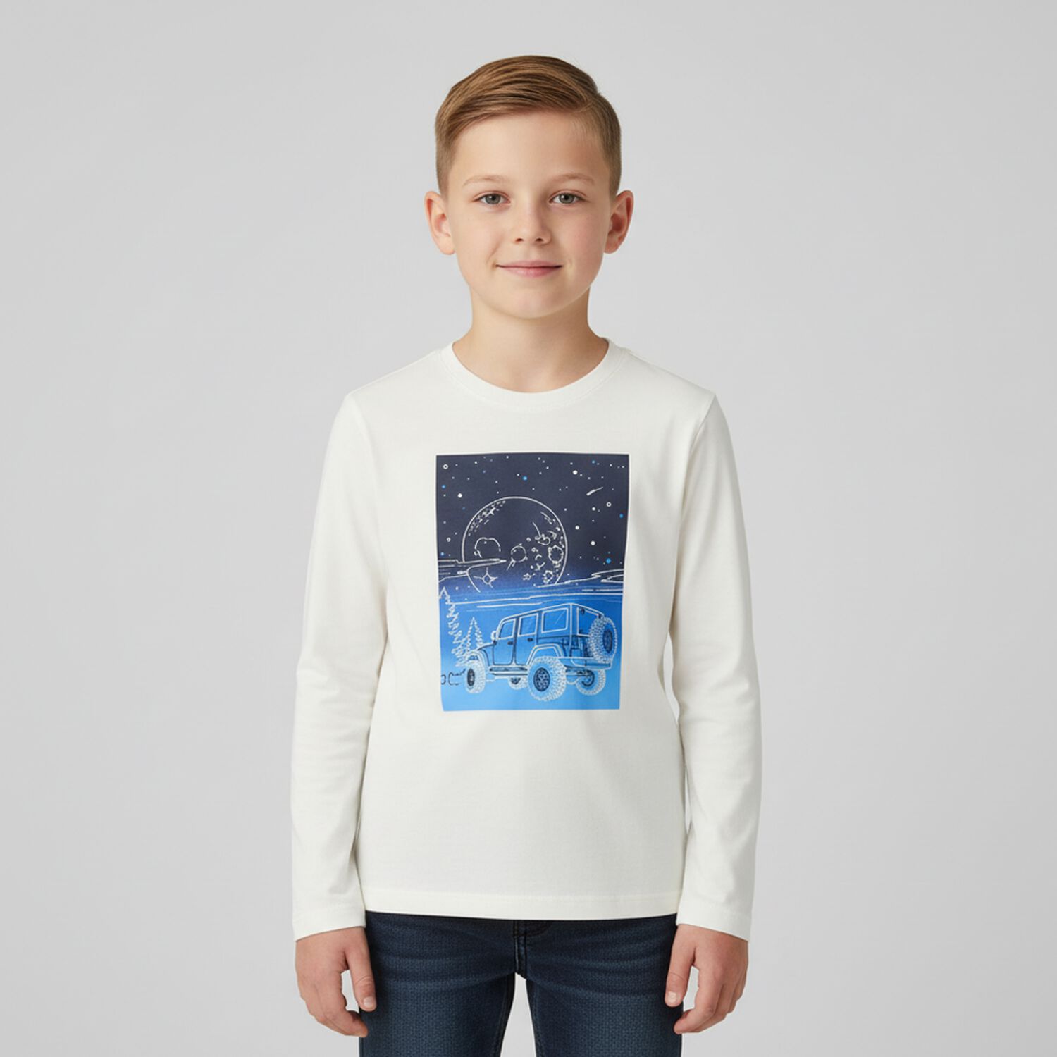 توب بأكمام طويلة مضيئة في الظلام باللون العاجي , 2, hi-res