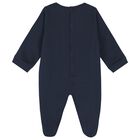 Boys Navy Blue & Gold Logo Babygrow & Hat Gift Set, 1, hi-res