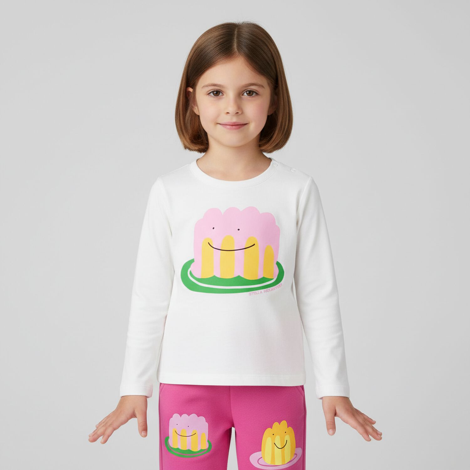 Younger Girls White Jelly Long Sleeve Top, 1, hi-res