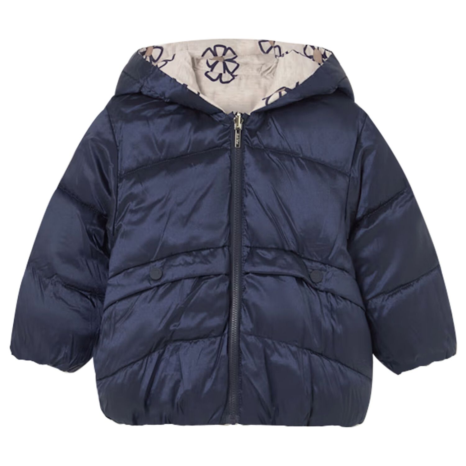Younger Girls Beige & Navy Blue Reversible Coat, 1, hi-res