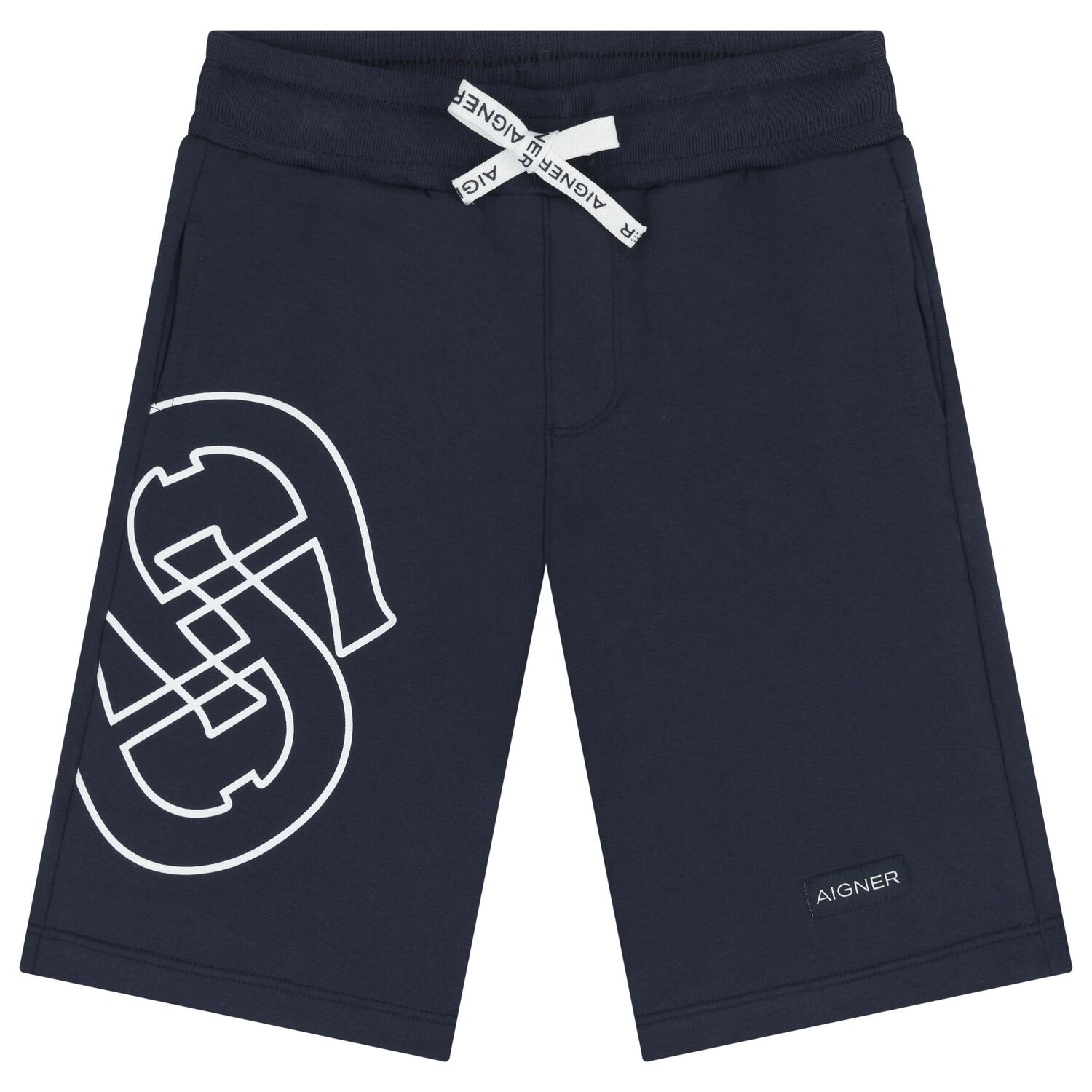 Boys Navy Blue Logo Shorts, 2, hi-res