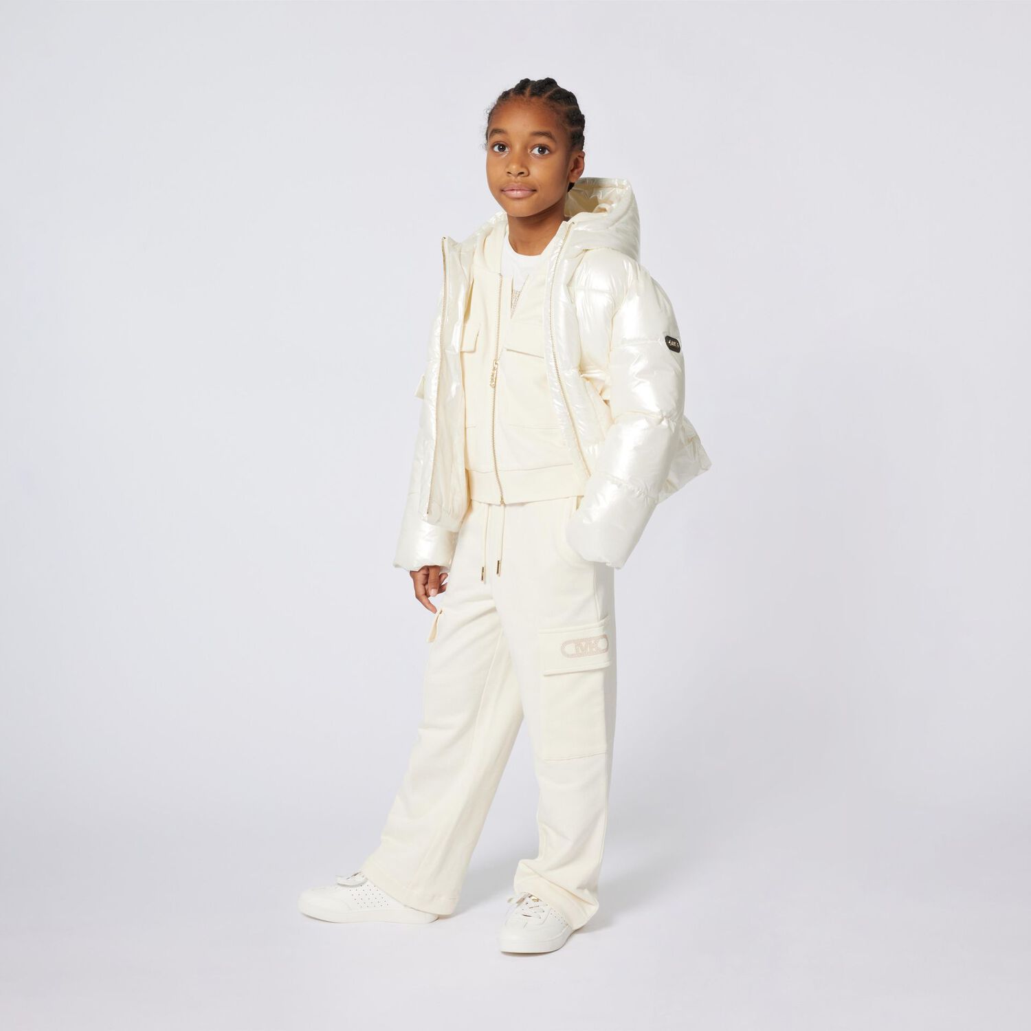 Girls Ivory Logo Joggers, 1, hi-res
