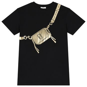 Girls Black & Gold Logo Dress