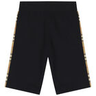Boys Black & Beige Check Shorts, 1, hi-res