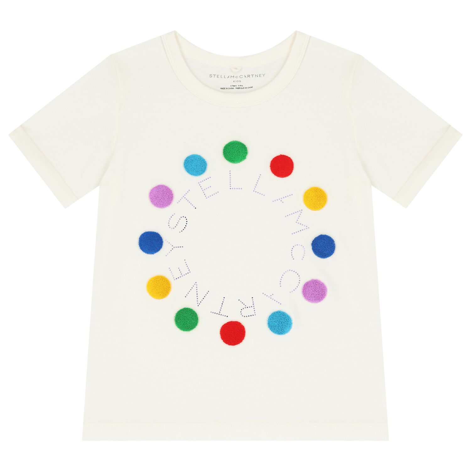 تيشيرت بنات بالشعار باللون العاجي, 1, hi-res