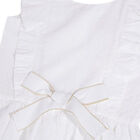 Girls White Cotton Bow Dress, 1, hi-res