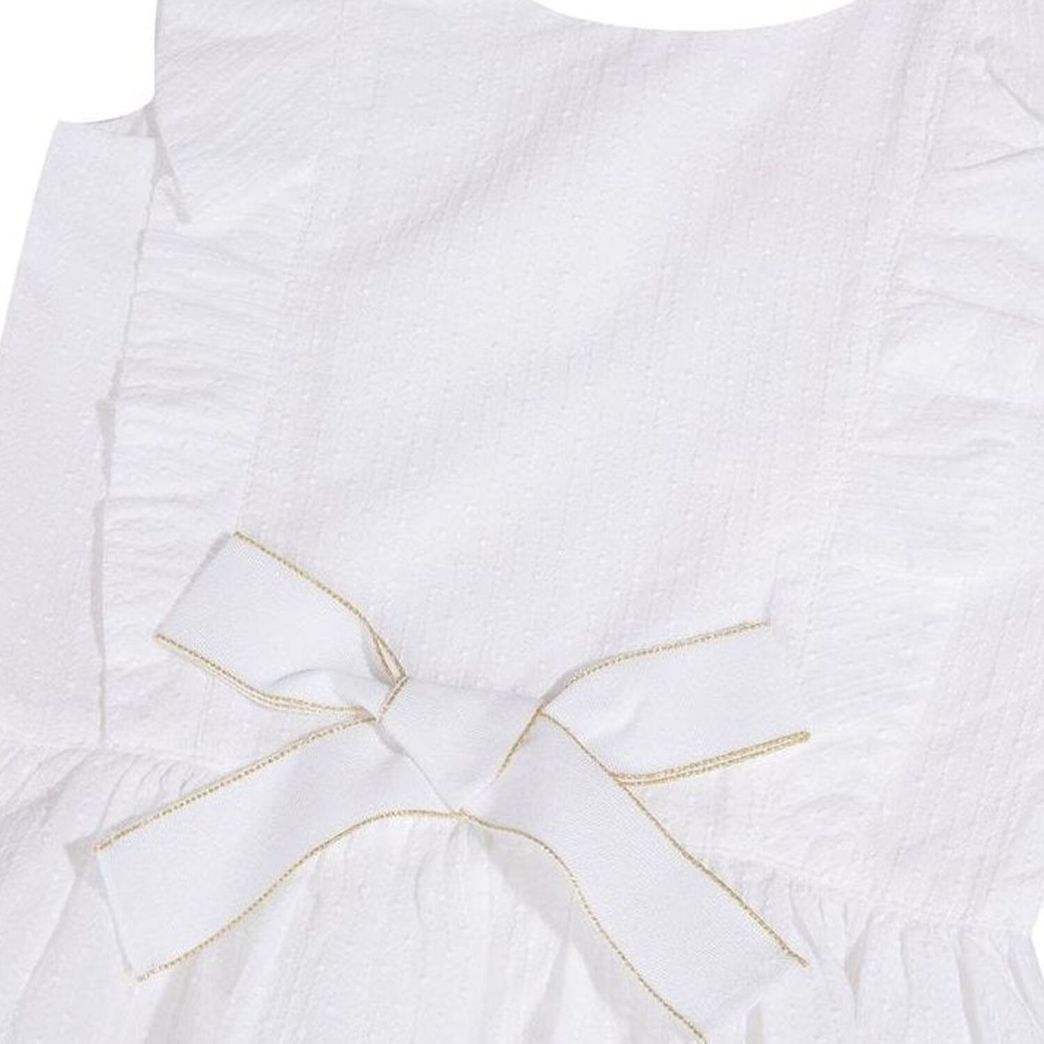 Girls White Cotton Bow Dress, 1, hi-res image number null