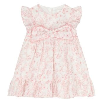 Younger Girls White & Pink Floral Dress