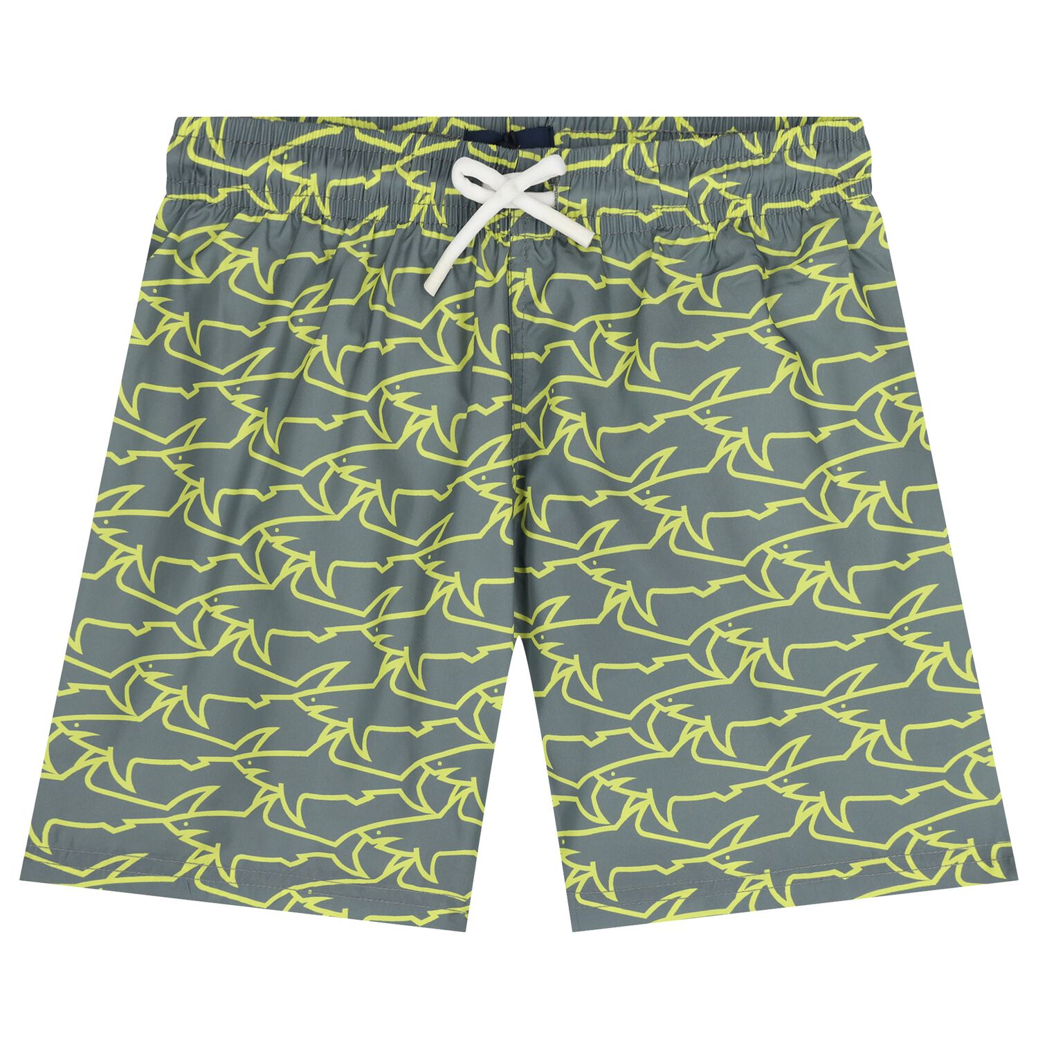Boys Green Shark Swim Shorts, 1, hi-res