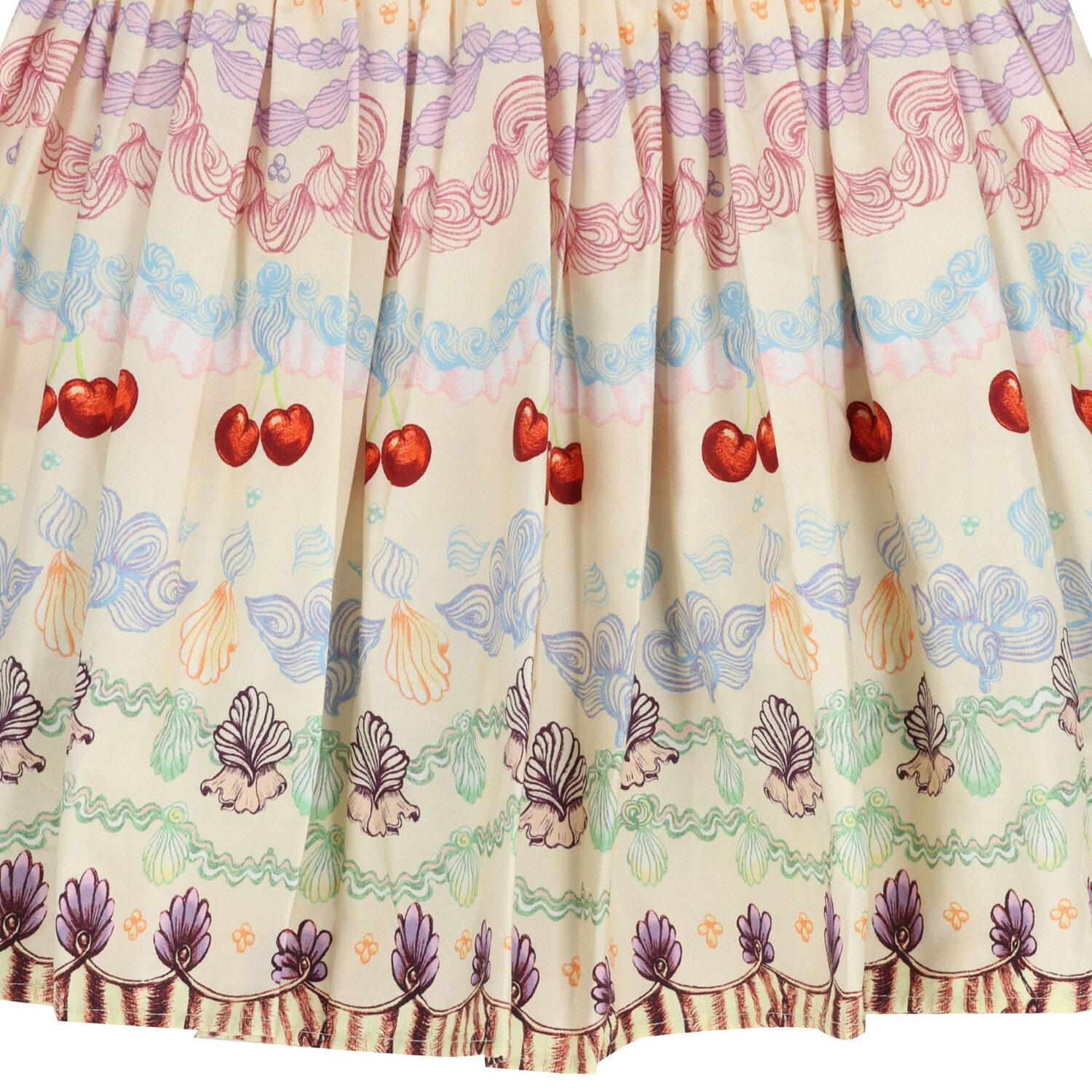 Girls Beige Cherry & Floral Skirt, 1, hi-res