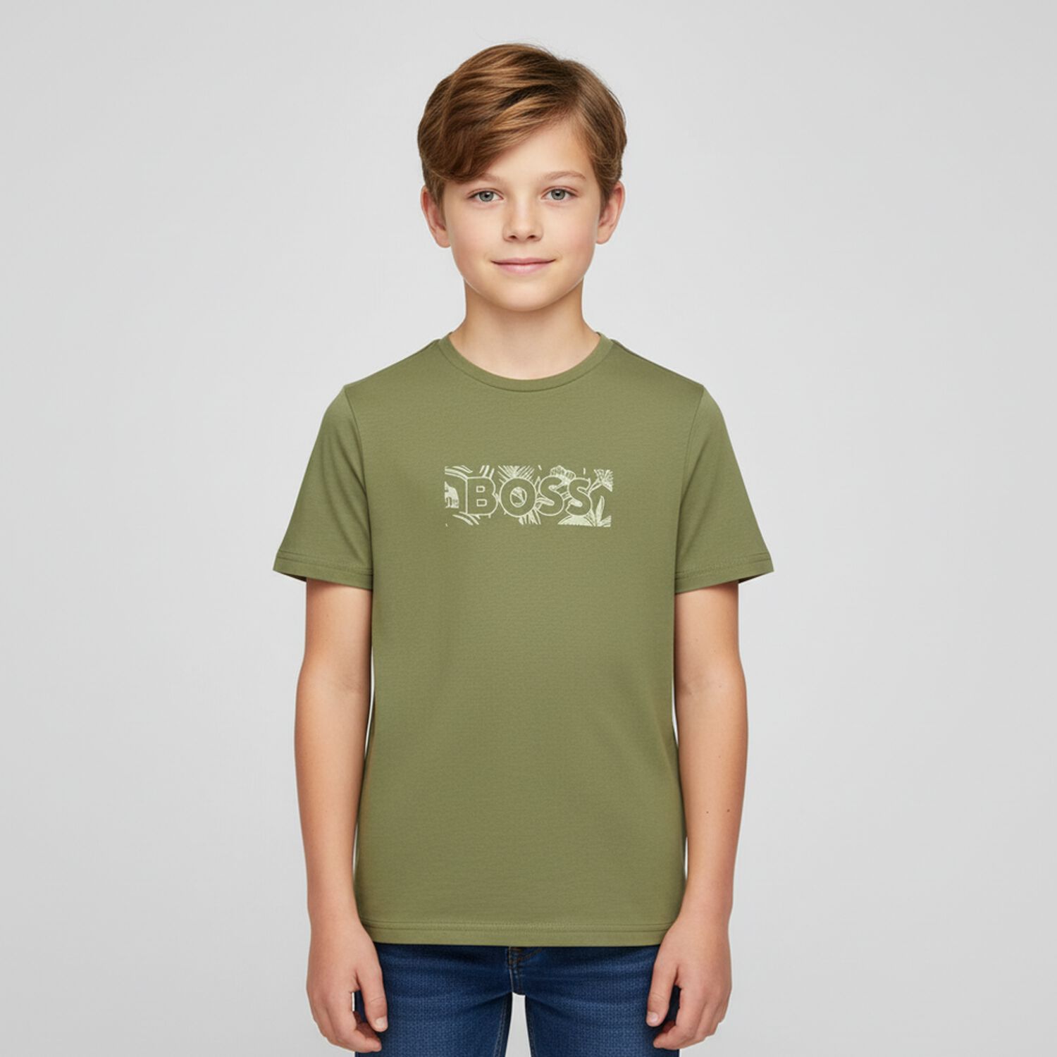 Boys Green Logo T-Shirt, 1, hi-res