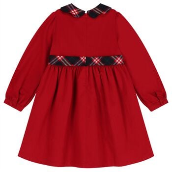 Girls Red & Navy Blue Tartan Dress
