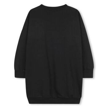 فستان سويت شيرت بشعار أسود للبنات