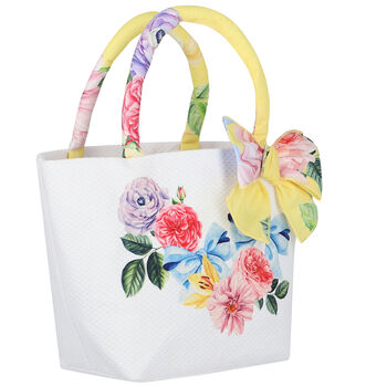 Girls White & Yellow Floral Handbag