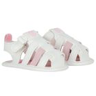 Baby Girls White Logo Sandals, 1, hi-res