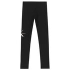 Girls Black Logo Leggings, 1, hi-res