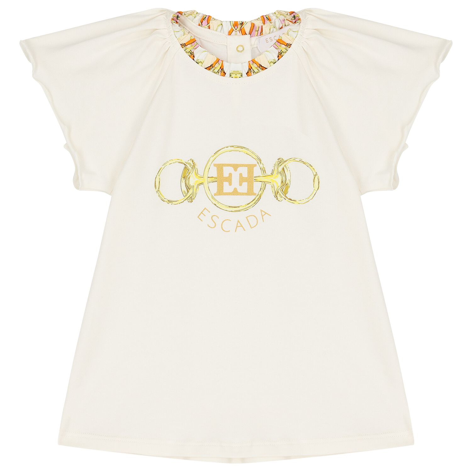 تي شيرت بنات بالشعار باللون العاجي, 1, hi-res image number null