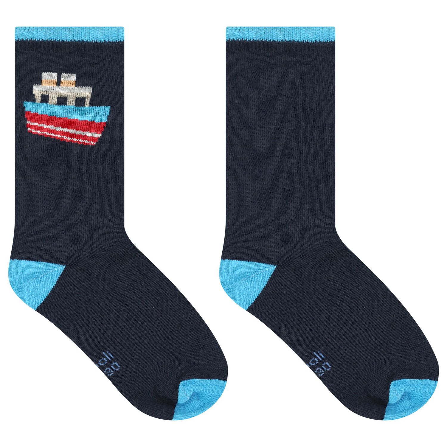 Boys Navy Blue & Red Socks ( 3-Pack ), 2, hi-res