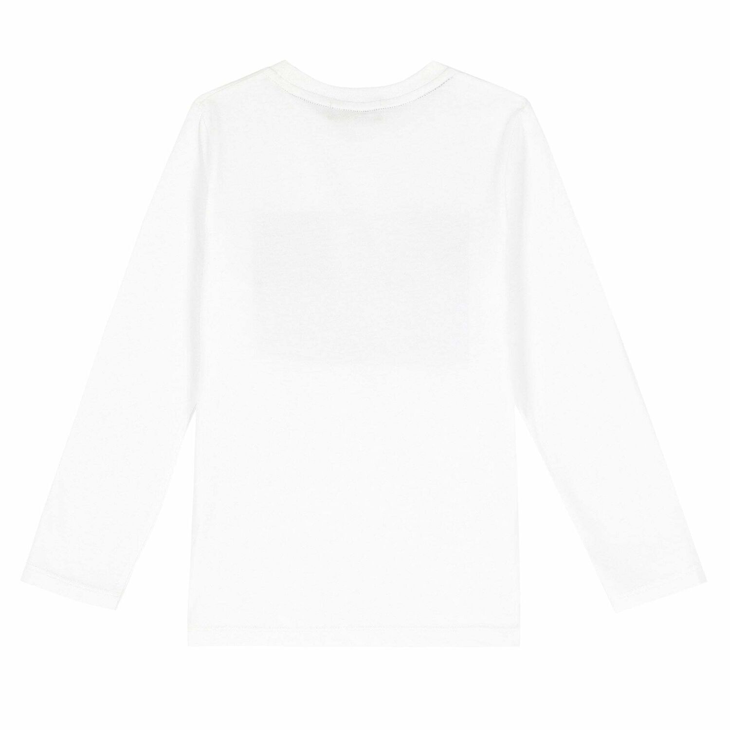 Boys White Logo Long Sleeve Top, 1, hi-res