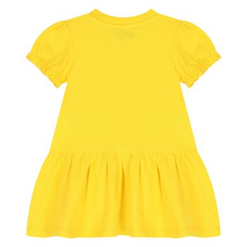 Younger Girls Yellow Teddy Bear Logo Dress