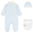 Baby Boys White & Blue Logo Babygrow Gift Set, 1, hi-res